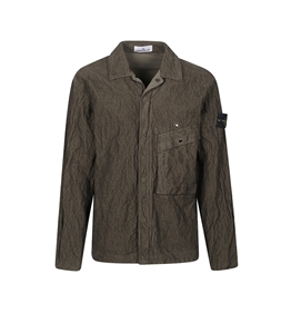 Stone Island - Camicie - camicia a coste moleskin-tc con applicazione verde militare