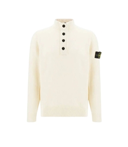 Stone Island - Maglie - maglia lambswool chiusura serafino avorio