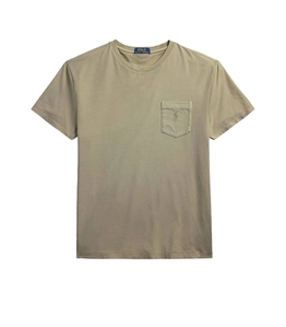 POLO RALPH LAUREN - T-Shirt - maglietta con tasca a tintura minerale verde oliva