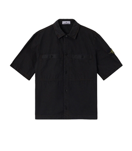 Stone Island - Camicie - brushed organic cotton canvas 'old' effect nero