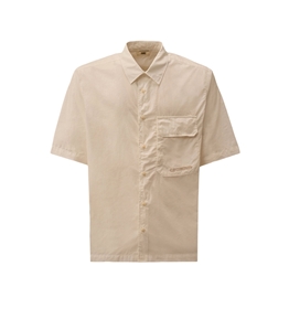 C.P. COMPANY - Shirts - poplin short sleeve shirt gauze white