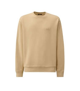 C.P. COMPANY - Felpe - cotton diagonal fleece resist dyed crewneck logo sweatshirt frozen dew - white