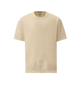 C.P. COMPANY - T-Shirt - mercerized jersey 30/2 twisted short sleeve embroidery t-shirt gauze white