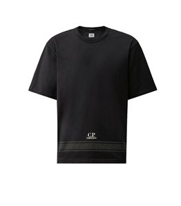 C.P. COMPANY - T-Shirt - mercerized jersey 30/2 twisted short sleeve embroidery t-shirt total eclipse - blue