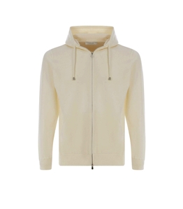 Filippo De Laurentiis - Maglie - fullzip con cappuccio cotone crepe latte