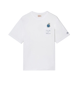 Mc2 Saint Barth - T-Shirt - t-shirt austin bianca con orologio e ricamo ostriche e bollicine