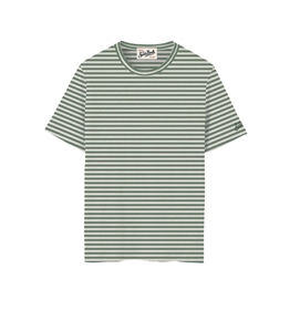 Mc2 Saint Barth - Maglie - t-shirt dover in cotone a righe verdi con ricamo logo