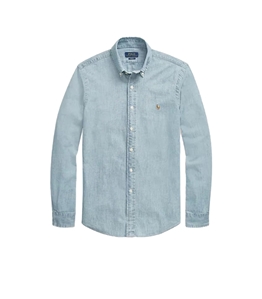 POLO RALPH LAUREN - Shirts - slim-fit medium wash chambray shirt