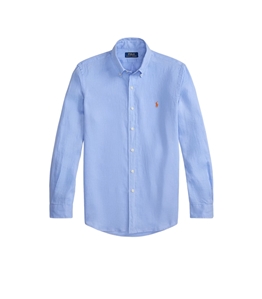 POLO RALPH LAUREN - Camicie - camicia in lino custom-fit blu austin