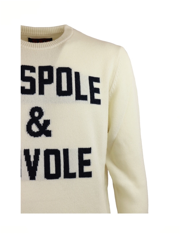 MAGLIONE CIASPOLE E NUVOLE CON STAMPA BIANCO PANNA Mc2 Saint Barth - Maglie
