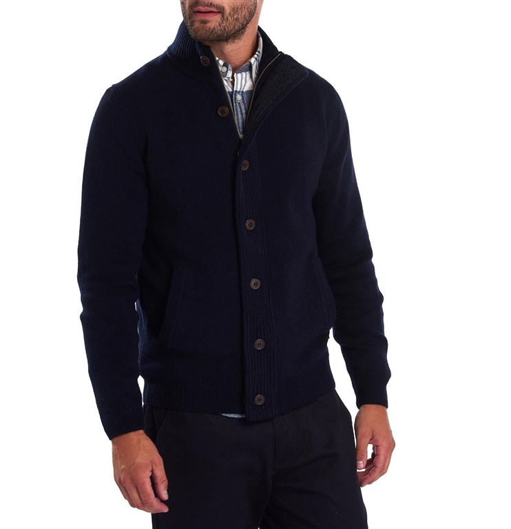 PATCH ZIP THRU SWEATER SEAWEED Barbour Knitwear