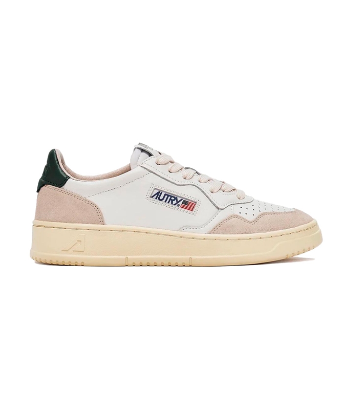 Autry - Footwear - LOW -LEATHER MEDALIST SNEAKERS IN WHITE LEATHER AND MOUNTAIN AND BEIGE SUEDE