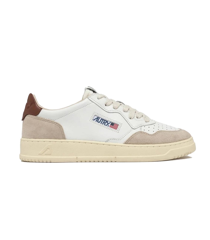 Autry - Scarpe - Sneakers - MEDALIST LOW IN PELLE E SUEDE BIANCA E MARRONE