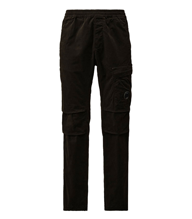 C.P. COMPANY - Pantaloni - STRETCH SATEEN ERGONOMIC LENS SINGLE CARGO PANTS BLACK
