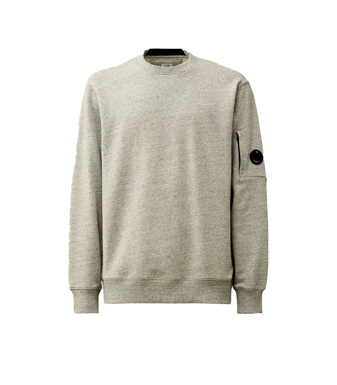 C.P. COMPANY - Maglie - DIAGONAL RAISED FLEECE CREW NECK LENS SWEATSHIRT GREYSTONE MELANGE