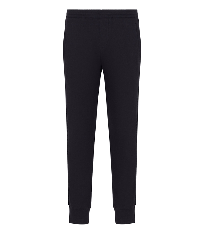 Emporio Armani - Pantaloni - PANTALONI JOGGER IN DOUBLE JERSEY CON TAPE LOGATO BLU NAVY