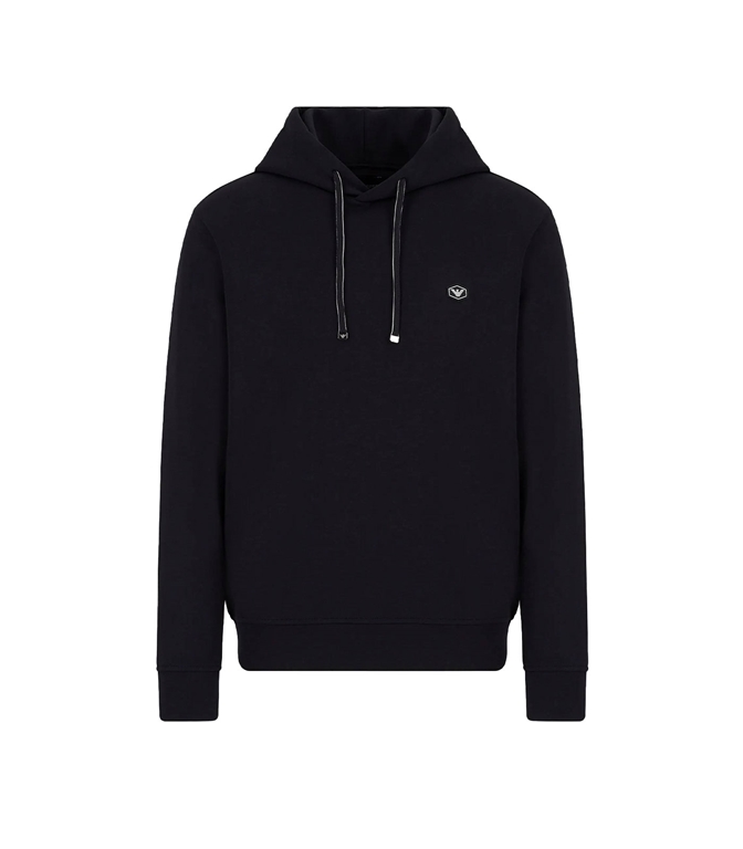 Emporio Armani - Felpe - FELPA CON CAPPUCCIO E MICRO PATCH LOGO BLU NAVY