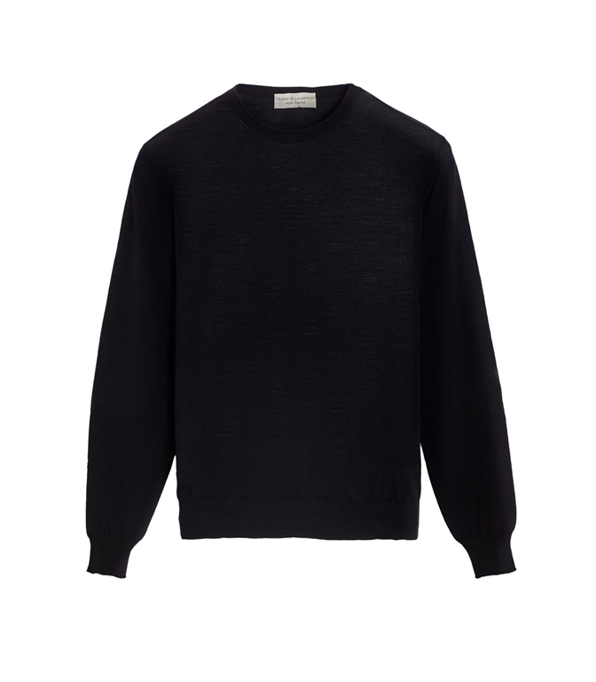 Filintrama - Maglie - MAGLIA GIROCOLLO NERA IN ROYAL MERINO A MANICA LUNGA BLU NAVY
