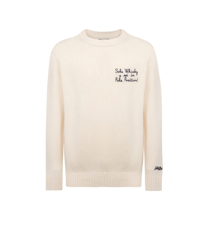 BOMBARDINO WHITE SHIRT WITH SUN EMBROIDERY, WHISKEY AND YOU ARE IN