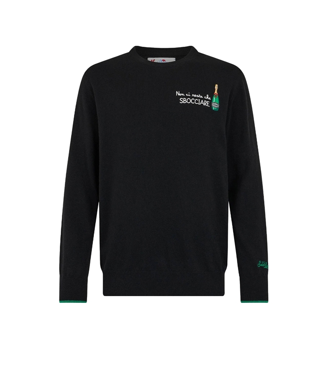 Mc2 Saint Barth - Maglie - MAGLIA NERO HERON CON RICAMO NON CI RESTA CHE SBOCCIARE