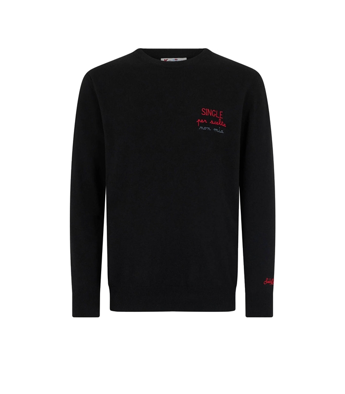 Mc2 Saint Barth - Maglie - MAGLIA NERO HERON CON RICAMO SINGOLO PER SCELTA