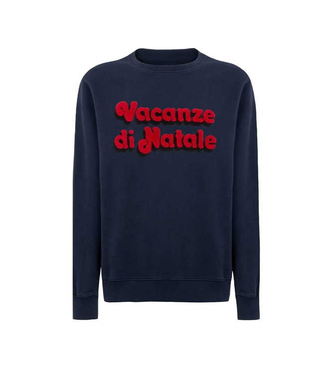 Mc2 Saint Barth - Sweatshirt - NAVY SOHO BLUE SWEATSHIRT WITH PRINT CHRISTMAS HOLIDAY LOGO
