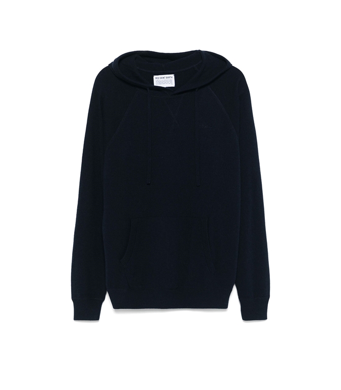 Mc2 Saint Barth - Maglie - MAGLIONE CON CAPPUCCIO IN MISTO CASHMERE BLU NAVY WILLBUR