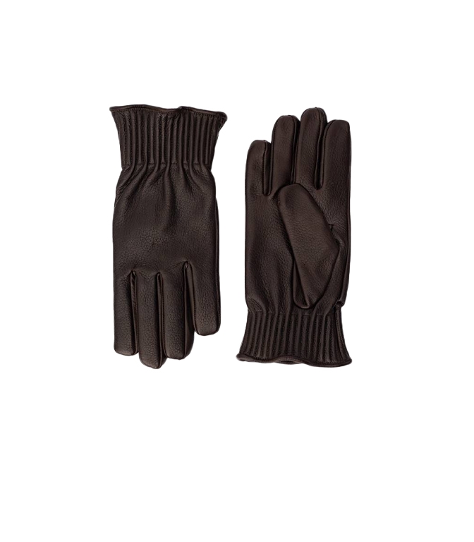 Orciani - Gloves - LEATHER DRUMMED GLOVES BROWN
