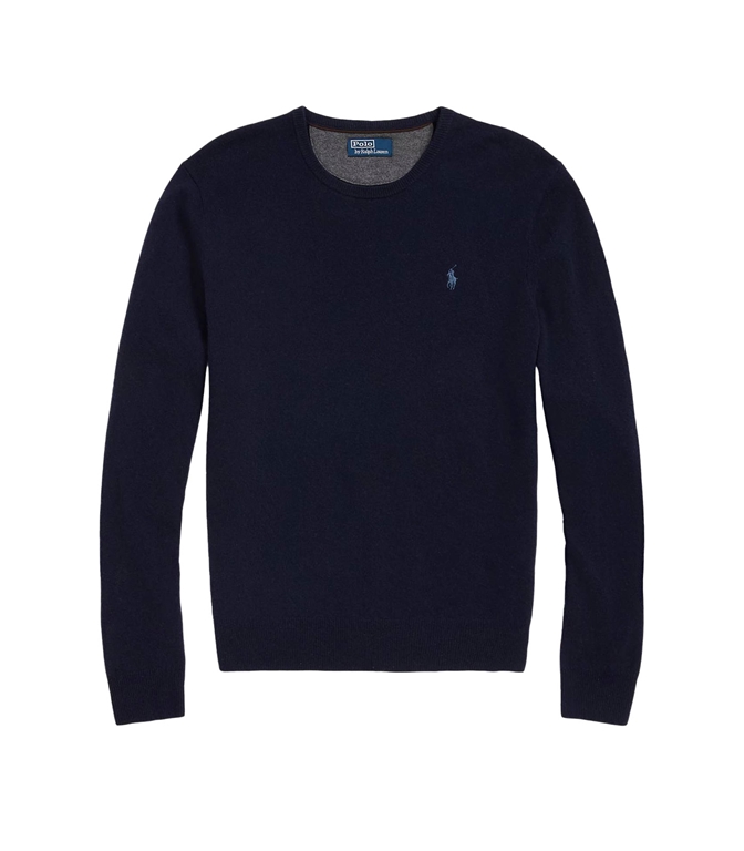 POLO RALPH LAUREN - Knitwear - HUNTER BLUE WOOL CREW NECK