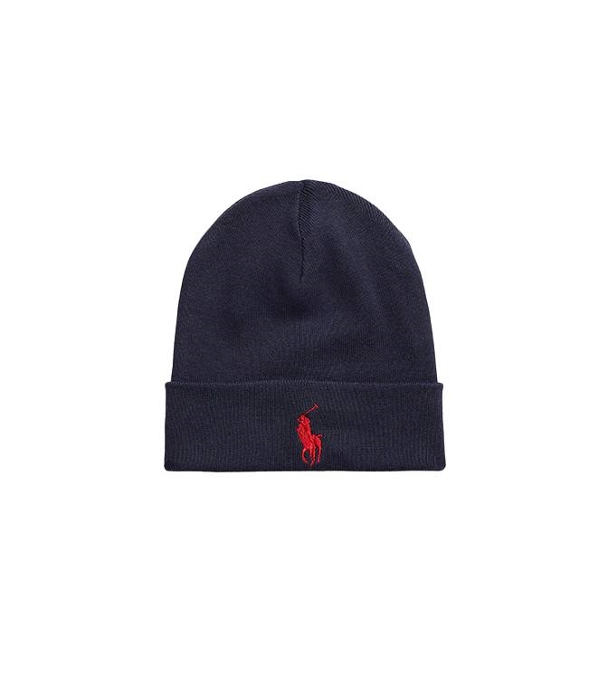 POLO RALPH LAUREN - Cappelli - BERRETTO IN COTONE PETTINATO NAVY HEATHER