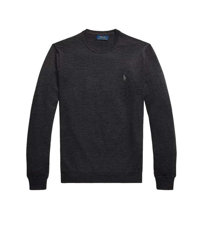 POLO RALPH LAUREN - Maglie - MAGLIA GIROCOLLO LANA SLIM-FIT GRANITO SCURO