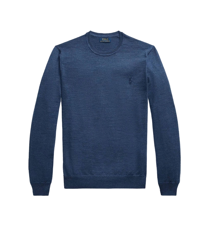 POLO RALPH LAUREN - Maglie - MAGLIA GIROCOLLO LANA SLIM-FIT BLU NAVY RUSTICO