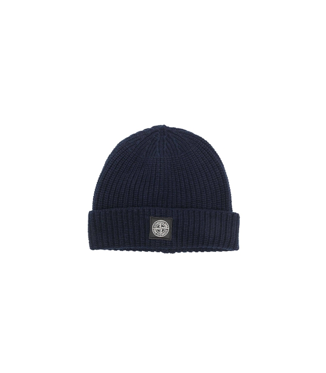Stone Island - Cappelli - BERRETTO A COSTINE CON LOGO-PATCH BLU NAVY