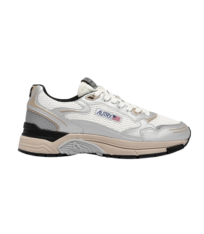 Autry - Scarpe - Sneakers - hyperway in pelle sintetica e mesh argento bianco e irish cream