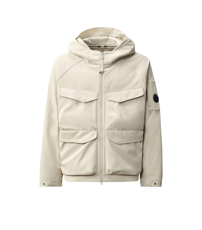 C.P. COMPANY - Giubbotti - C. P. SHELL-R PADDED HOODED LENS JACKET SILVER BIRCH
