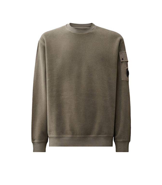 C.P. COMPANY - Sweatshirt - BRUSHED EMERIZED DIAGONAL FLEECE CREWNECK LENS SWEATSHIRT FALLEN ROCK