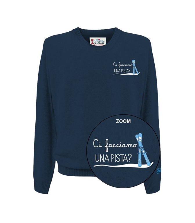 Mc2 Saint Barth - Maglie - MAGLIONE HERON LIGHT EMBRY BLU NAVY CON RICAMO FACCIAMO PISTA