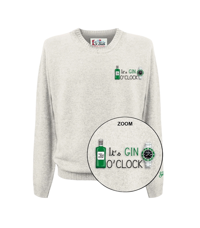 Mc2 Saint Barth - Maglie - MAGLIONE HERON LIGHT BIANCO RICAMO GIN CLOCK