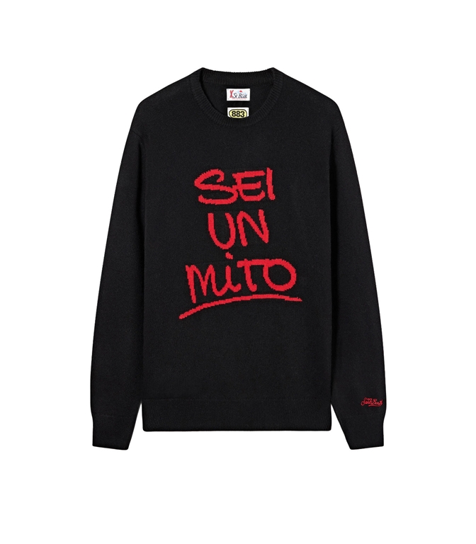 Mc2 Saint Barth - Maglie - MAGLIA GIROCOLLO HERON NERA CON INTARSIO SEI UN MITO