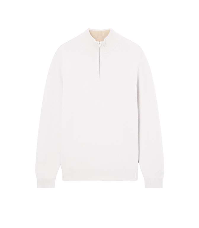 Mc2 Saint Barth - Knitwear - LIGHT PIETRA JERMYN SWEATER IN LAMB'S WOOL WITH HALF ZIP AND CONTRAST COLLAR