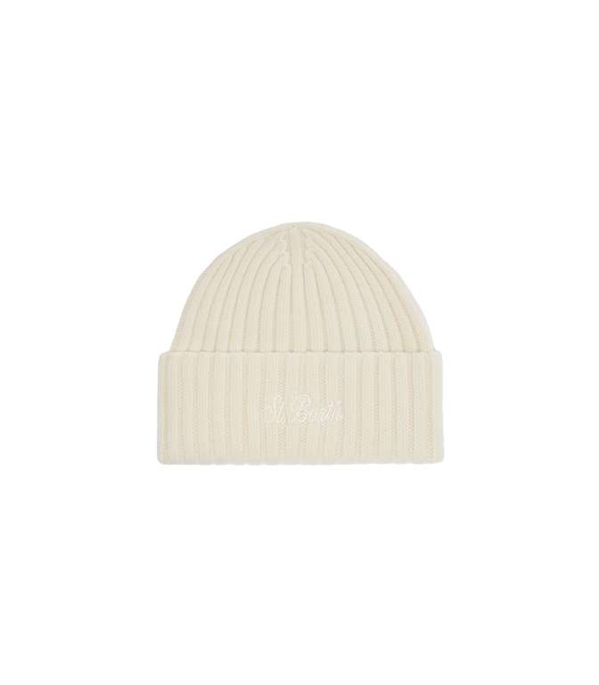 Mc2 Saint Barth - Cappelli - BERRETTO WENGEN BIANCO PANNA IN LANA CON RICAMO LOGO