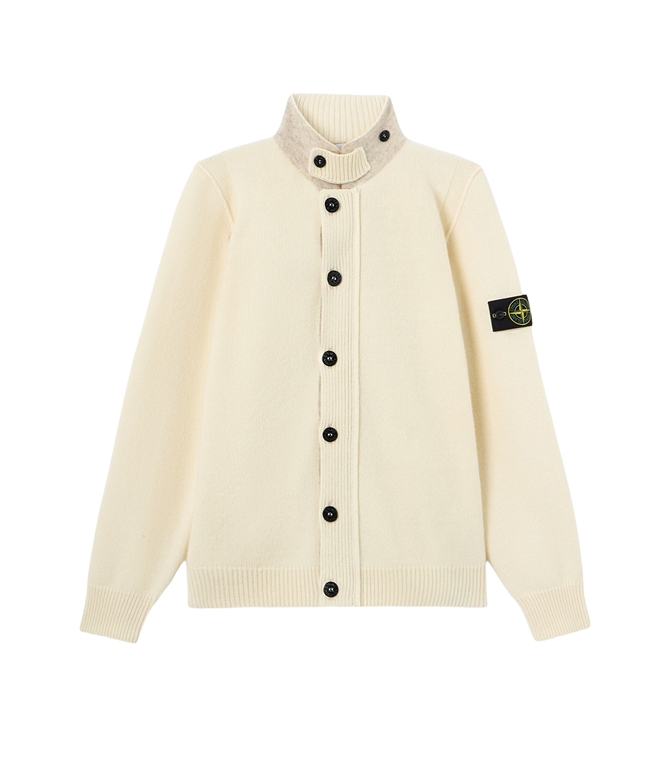Stone Island - Cardigan - IVORY LAMBSWOOL
