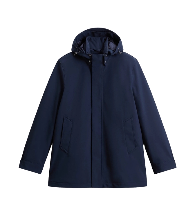 Woolrich - Jackets - MELTON BLUE NYLON HOODED PARKA