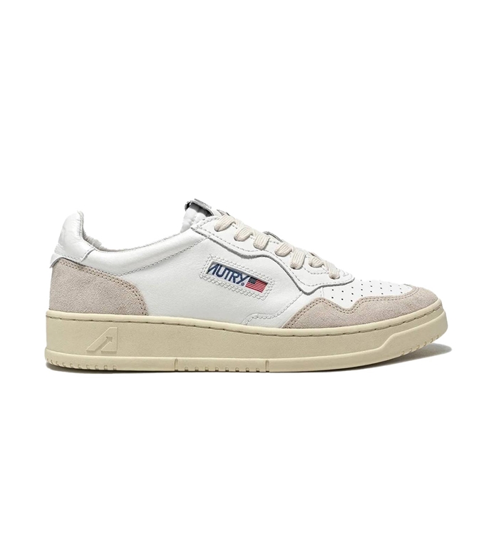 Autry - Scarpe - Sneakers - MEDALIST LOW IN PELLE BIANCA E SUEDE BEIGE