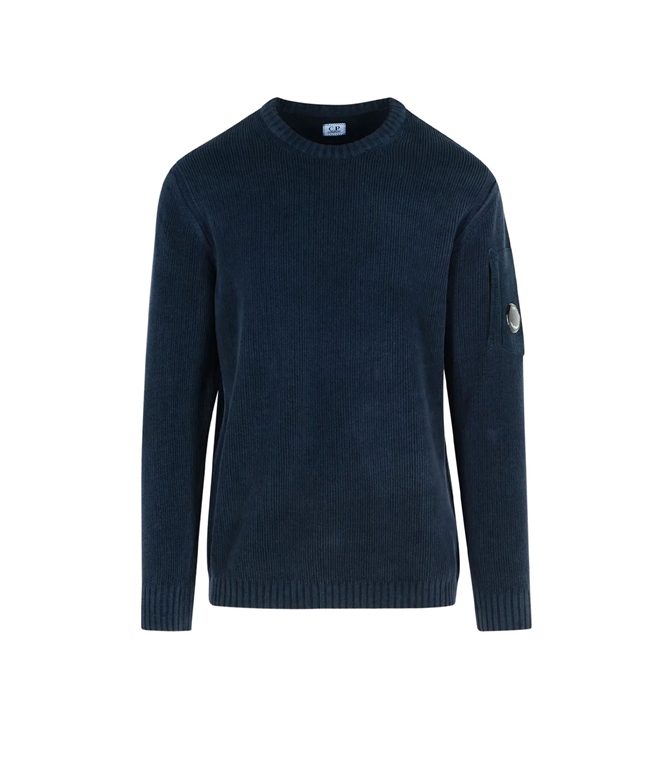 C.P. COMPANY - Knitwear - RIBS SWEATER WITH POCKET AND BLUE SLEEVES