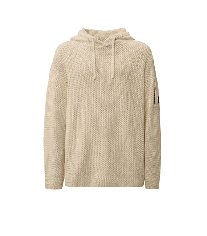 C.P. COMPANY - Knitwear - COTTON CHENILLE HOODED SWEATER GAUZE WHITE