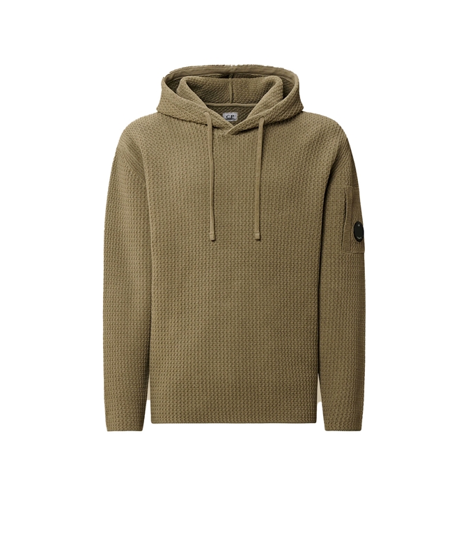C.P. COMPANY - Knitwear - COTTON CHENILLE HOODED SWEATER FUNGI GRAY