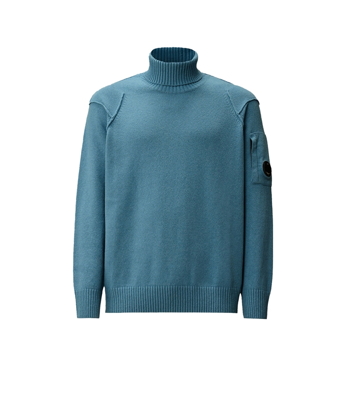 C.P. COMPANY - Maglie - LAMBSWOOL GRS TURTLENECK SWEATER AEGEAN BLUE - LIGHT-BLUE