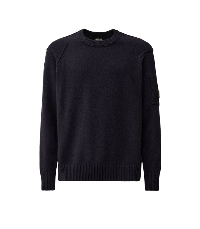 C.P. COMPANY - Knitwear - LAMBSWOOL GRS CREWNECK LENS SWEATER TOTAL ECLIPSE BLUE