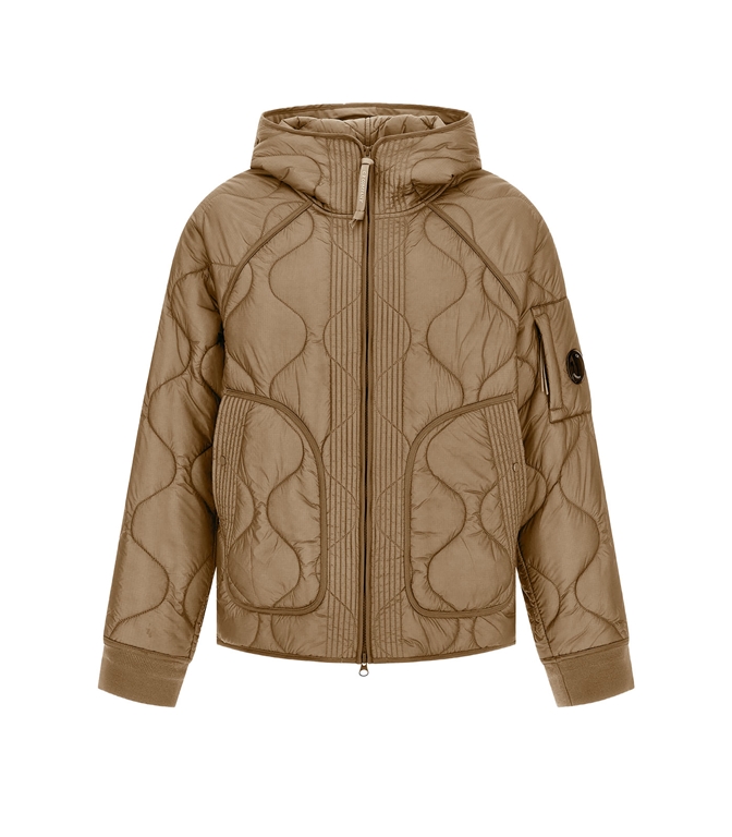C.P. COMPANY - Jackets - LINER HOODED PADDED JACKET FUNGI GREY